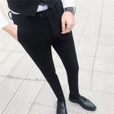 XK09#韩版修身纯色西裤时尚小脚裤休闲长裤子，男装西裤，电商A445
