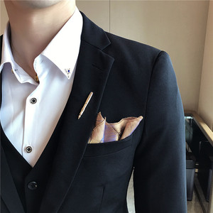 韩版纯色小西装西服套装夜店发型师结婚礼服三件套大红色TZ09