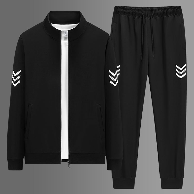 2025春秋季运动套装男士长袖运动服立领休闲跑步装中青年男装卫衣