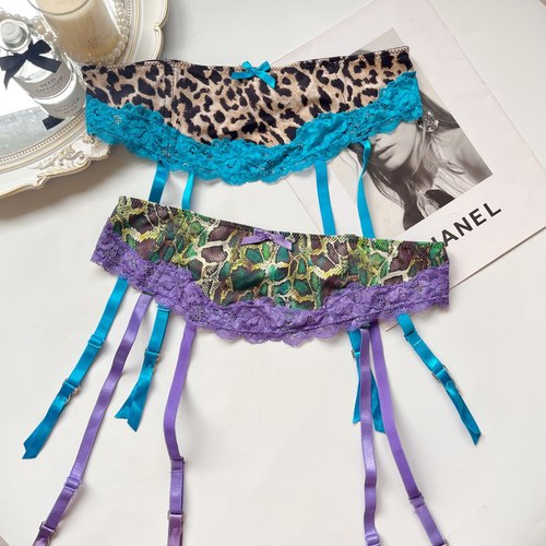 蛇纹印花吊袜带性感袜夹