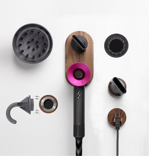 适用Dyson戴森吹风机支架HD08挂架木免打孔卫生间置物架壁挂收纳