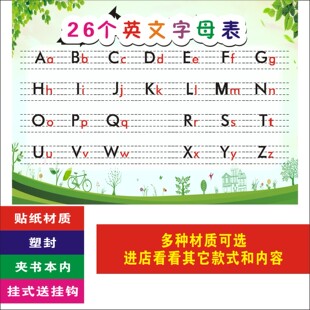 26个英文字母表挂图小学儿童adcd英语二十六个英文字母大小写墙贴