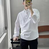 新款 立领衬衫 男长袖 高档2025秋季 宽松套头纯棉新中式 休闲衬衣潮流