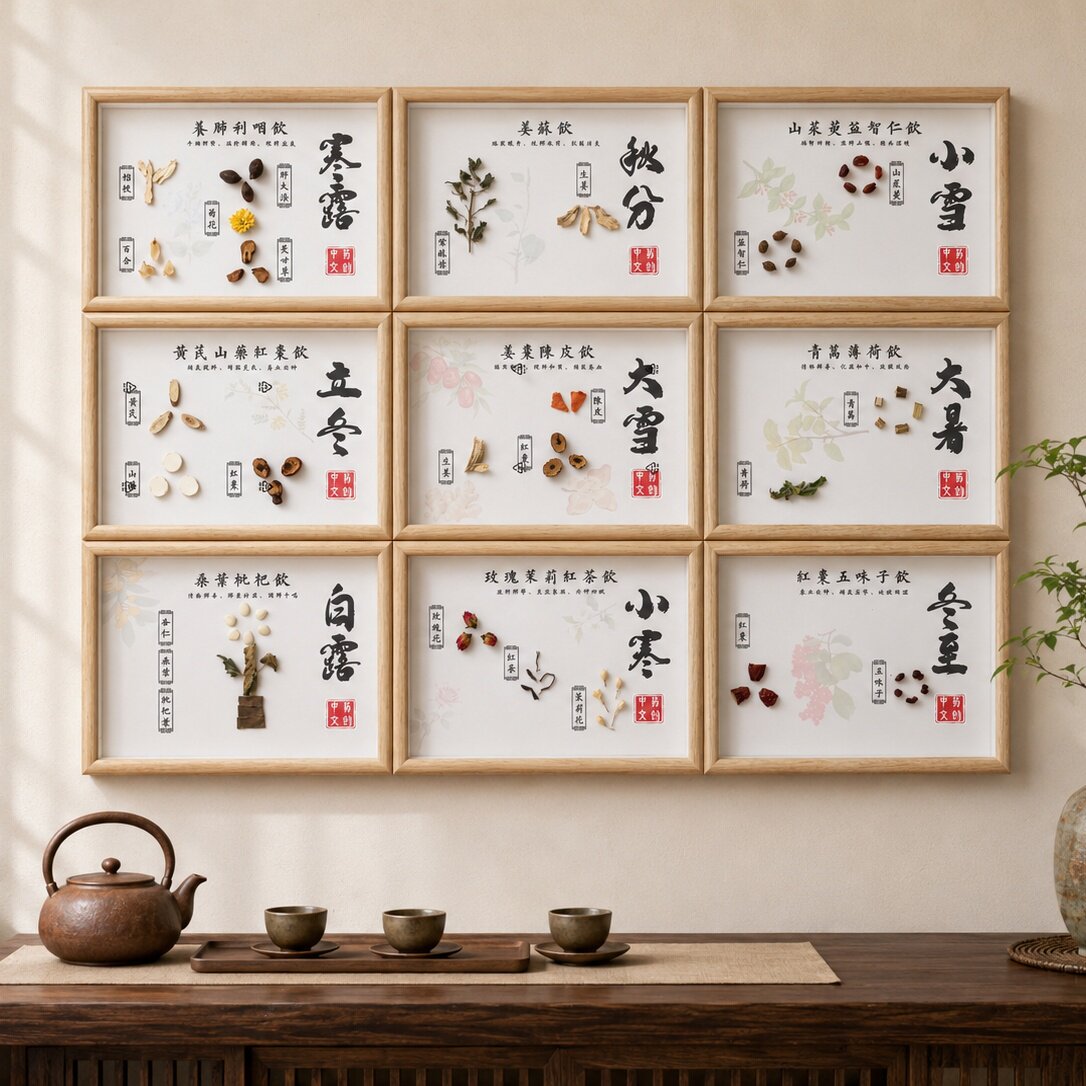 中医药标本框画框摆件中药挂画展示框24节气展示装饰中医馆文化墙