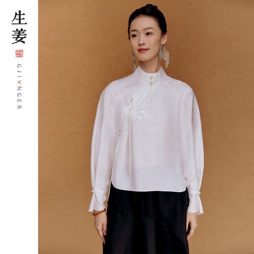 生姜羽逸新中式斜襟衬衫