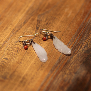 生姜 梵生活系列凤羽翡翠耳环925银复古国风汉服饰品91101043A