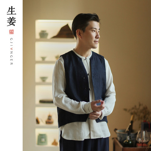 新中式男款简约薄款马甲