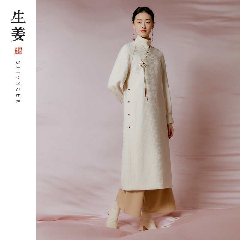 【闪购价】生姜 丹雪羊毛连衣裙冬季新款新中式禅意茶服11342933A