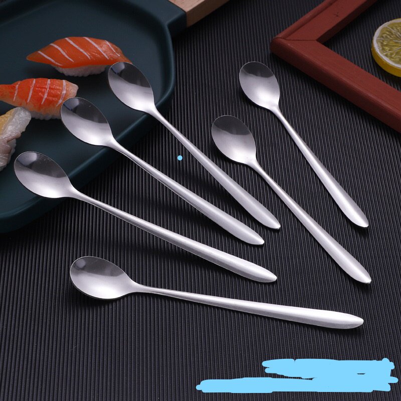 不锈钢加厚14cm16厘米长短柄咖啡搅拌匙小铁勺甜品燕窝蜂蜜椭圆子