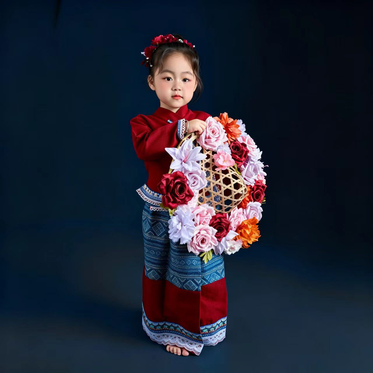 沙芭利红色绿色黄色多色娘惹服装 儿童款南洋风格 清新小娘惹款式