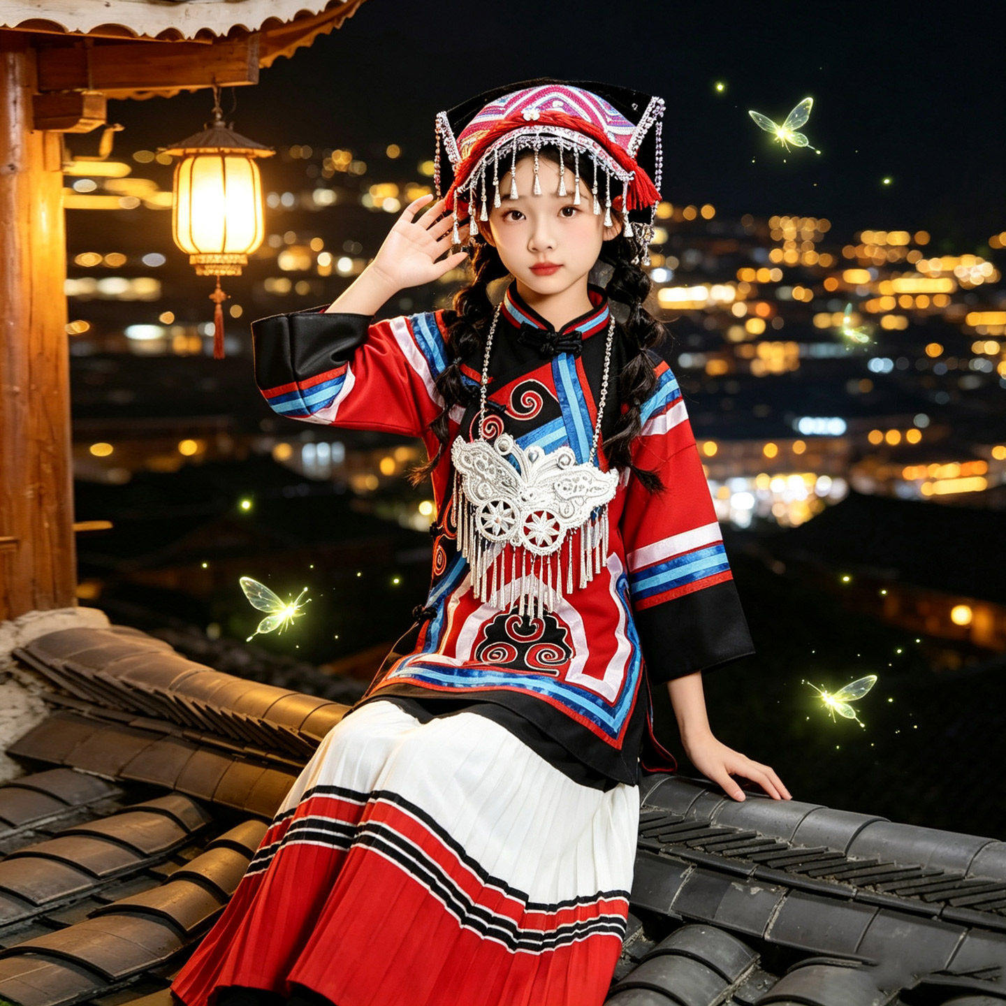 彝族新款服装儿童少数民族服饰苗疆凉山火把节舞蹈云南民族演出服
