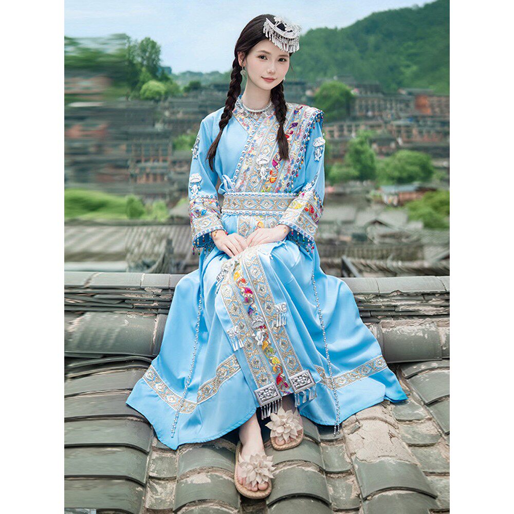 三月三苗疆少女旅拍服装少数民族苗族彝族服饰苗寨演出服广西壮族