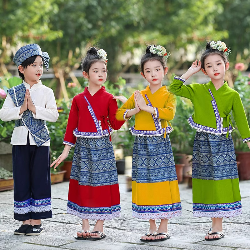 傣族服装儿童56个少数民族服饰女孩云南泼水节西双版纳民族舞服装
