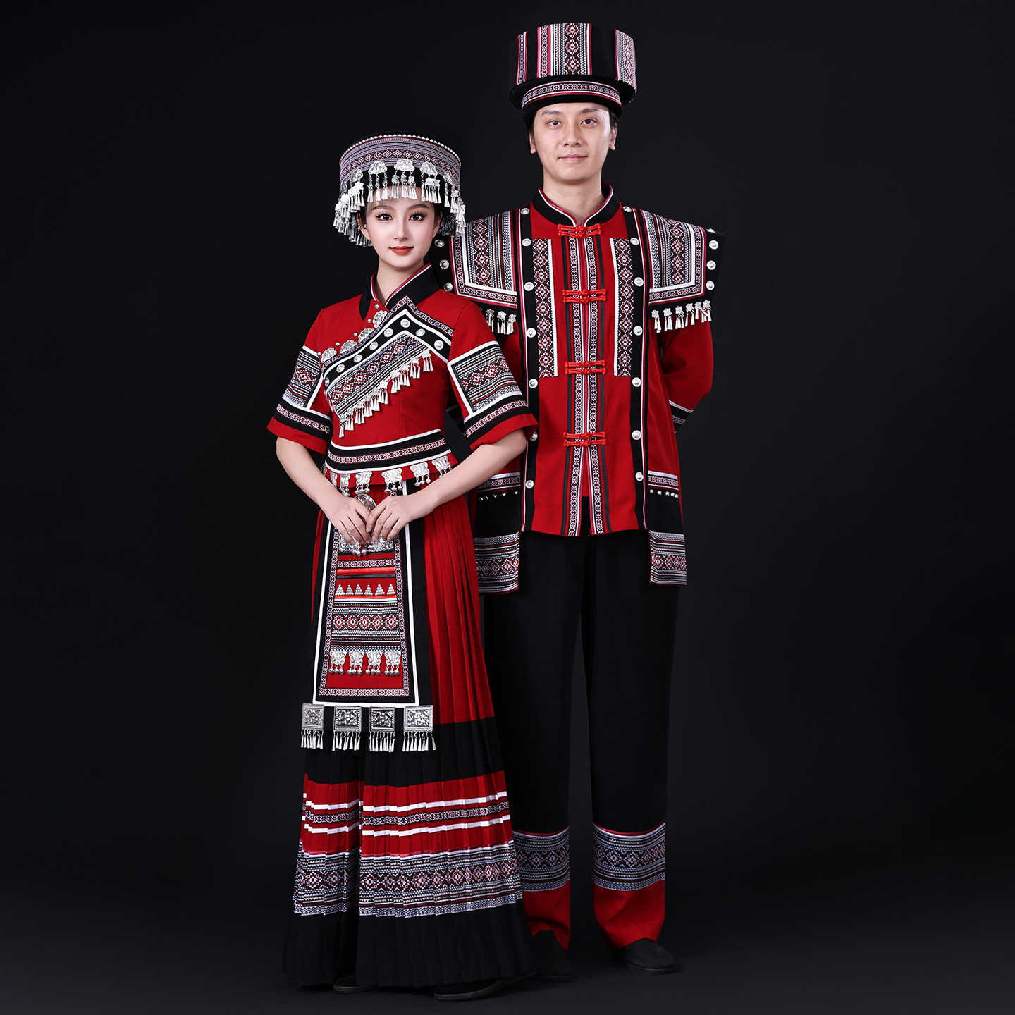 广西壮族三月三习俗成人服装民族特色演出服舞蹈表演服男女套装