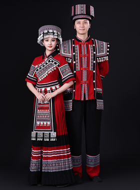 广西壮族三月三习俗成人服装民族特色演出服舞蹈表演服男女套装
