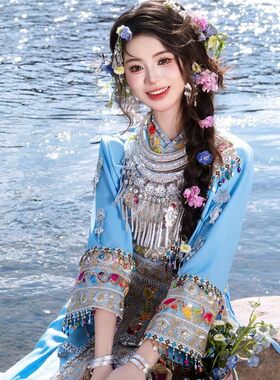 三月三苗族服装女舞台演出服云南贵州少数民族风苗疆少女广西壮族