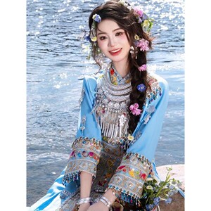 三月三苗族服装女舞台演出服云南贵州少数民族风苗疆少女广西壮族