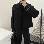 痞帅高级感潮牌宽松夹克男春秋季 帅气百搭外套 ins设计感小众短款