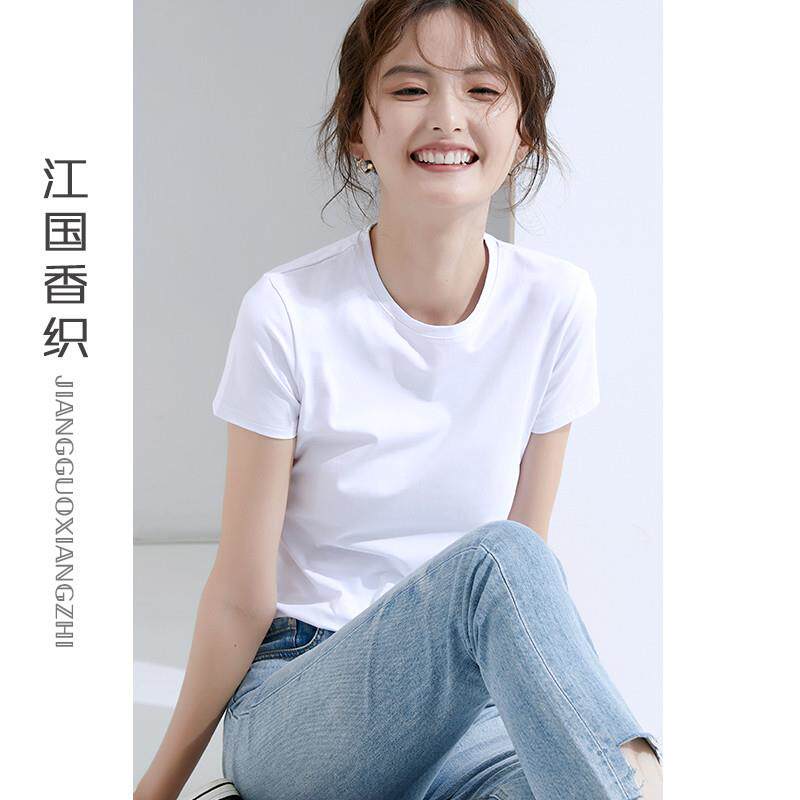 白t恤女夏2025新款宽松短袖上衣纯白纯棉白体打底衫内搭体恤不透
