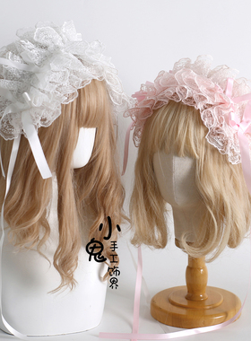 原创黑色Lolita发带樱草晚安诗洛丽塔cla头饰蓝色千堆雪雀之羽