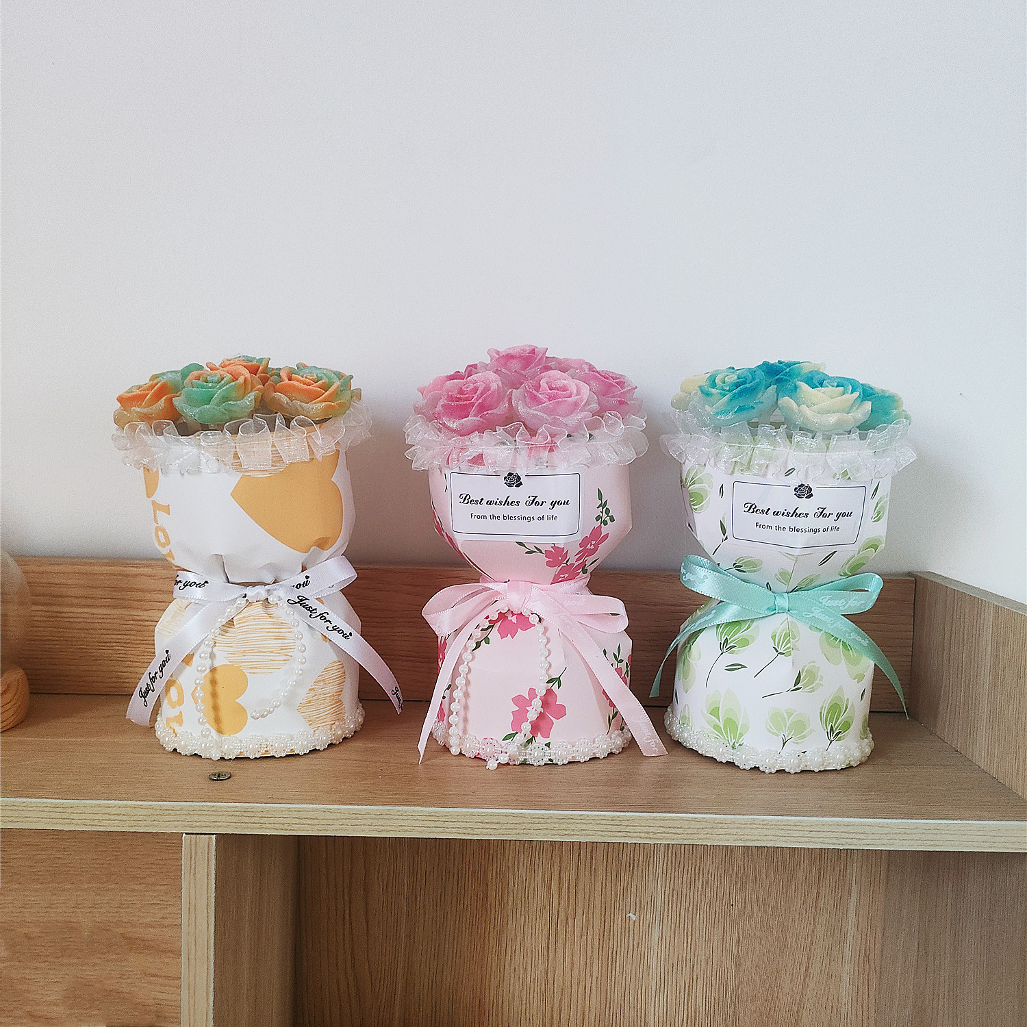 玫瑰小香风材料包(卡36mm砂糖夜光玫瑰)自己做送包装材料