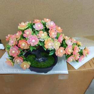 新品山茶花花盆栽材料包48朵16.17朵手工串珠家居摆件送花盆