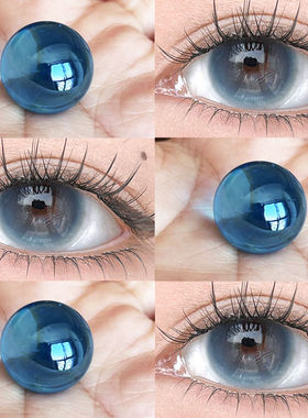 蓝色美瞳日抛30片一次性无锁边混血大小直径隐形眼镜旗舰店女6xx