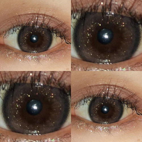 影砂鎏金黑色美瞳金粉半年抛小直径2025新款女隐形眼镜EJLK