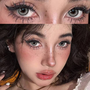 泰式奶茶灰色美瞳半年抛大直径亚裔混血cos正品隐形眼镜旗舰店1WX