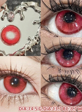 美瞳日抛COS红色30片万圣节漫展一次性次抛10片显色WK隐形眼镜TN