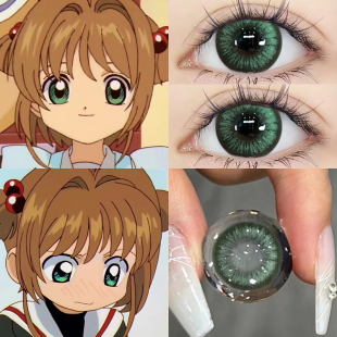 小樱cos美瞳半年抛绿色混血大直径QF高含水量隐形眼镜官网正品