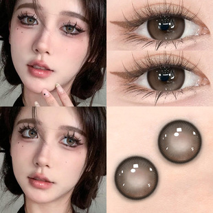 偶尔卖萌美瞳半年抛棕色混血大小直径新款女隐形近视眼镜QF正装TN
