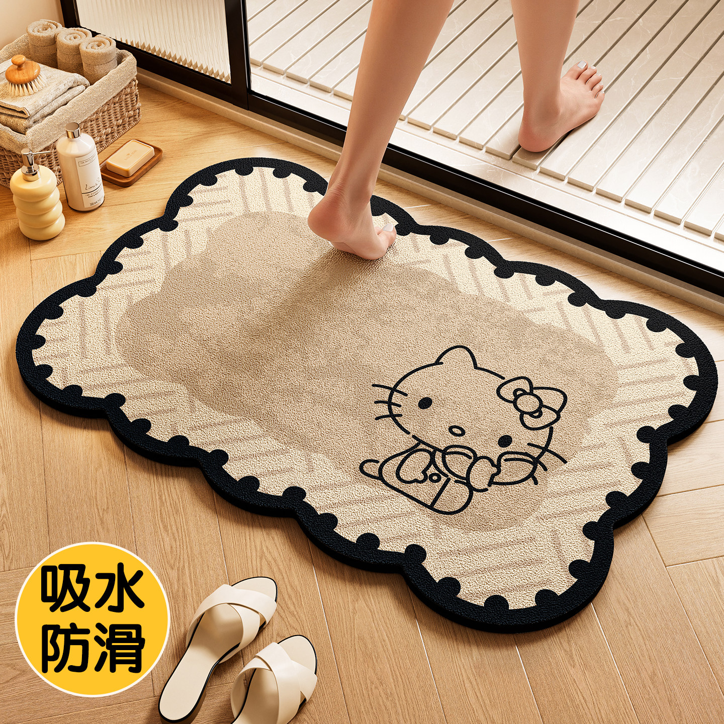家用脚垫浴室防滑垫可爱卡通风2025新款地垫卡通猫咪吸水速干,居家布艺,家用脚垫,淘宝优惠券,粉丝福利购,淘宝优惠卷