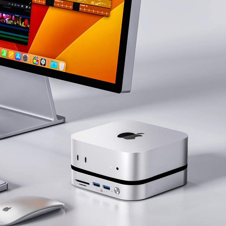 奥睿科MiniLink适用于macmini-M47P M.2移动固态硬盘盒移动扩容苹果电脑读卡多接口扩展坞底座支架