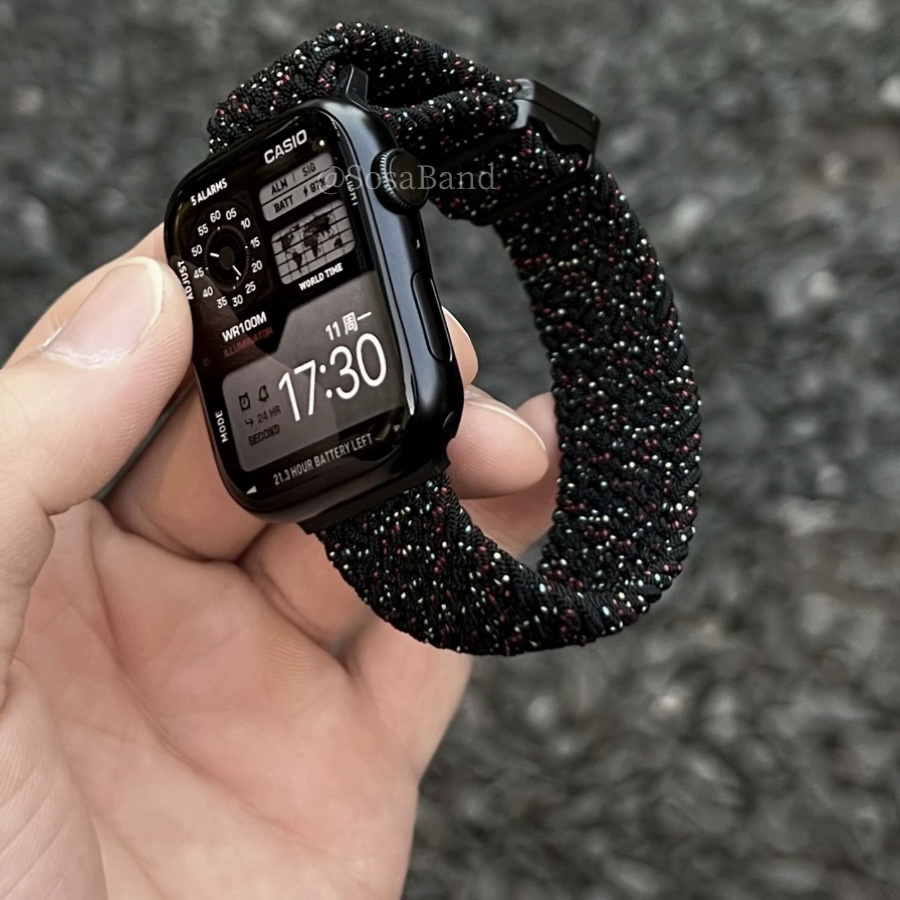 适用iwatchs9表带新款苹果手表s8质感尼龙编织磁吸apple watch7/se/6运动透气45/41mm高级尼龙男女生小众创意