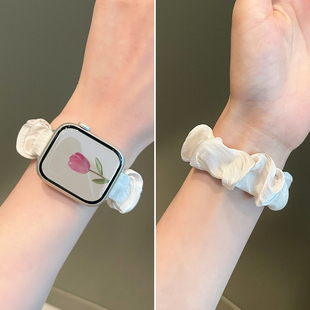 创意高级感小众可爱 适用iwatch8表带苹果手表新款 applewatch7表带s6 4代se手表带女款 夏天透气大肠发圈夏季