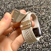 iwatchs8 适用AppleWatchS10透气针织尼龙编织磁吸扣表带苹果手表S9运动型男女生新款 SE手表秋冬Ultra2