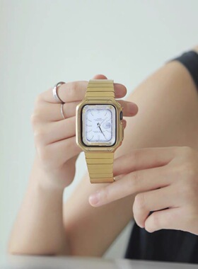 适用iwatch7表带金属钢带apple watch6不锈钢表带苹果手表se/5/4/3/2表带男潮金属表带壳38/42/40/44/41/45mm