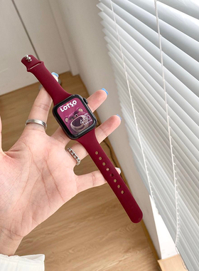 绫乃崎适用iwatch7表带硅胶简约拼色苹果手表applewatch se654321撞色腕带运动型撞色配壳双色壳膜一体钢化膜