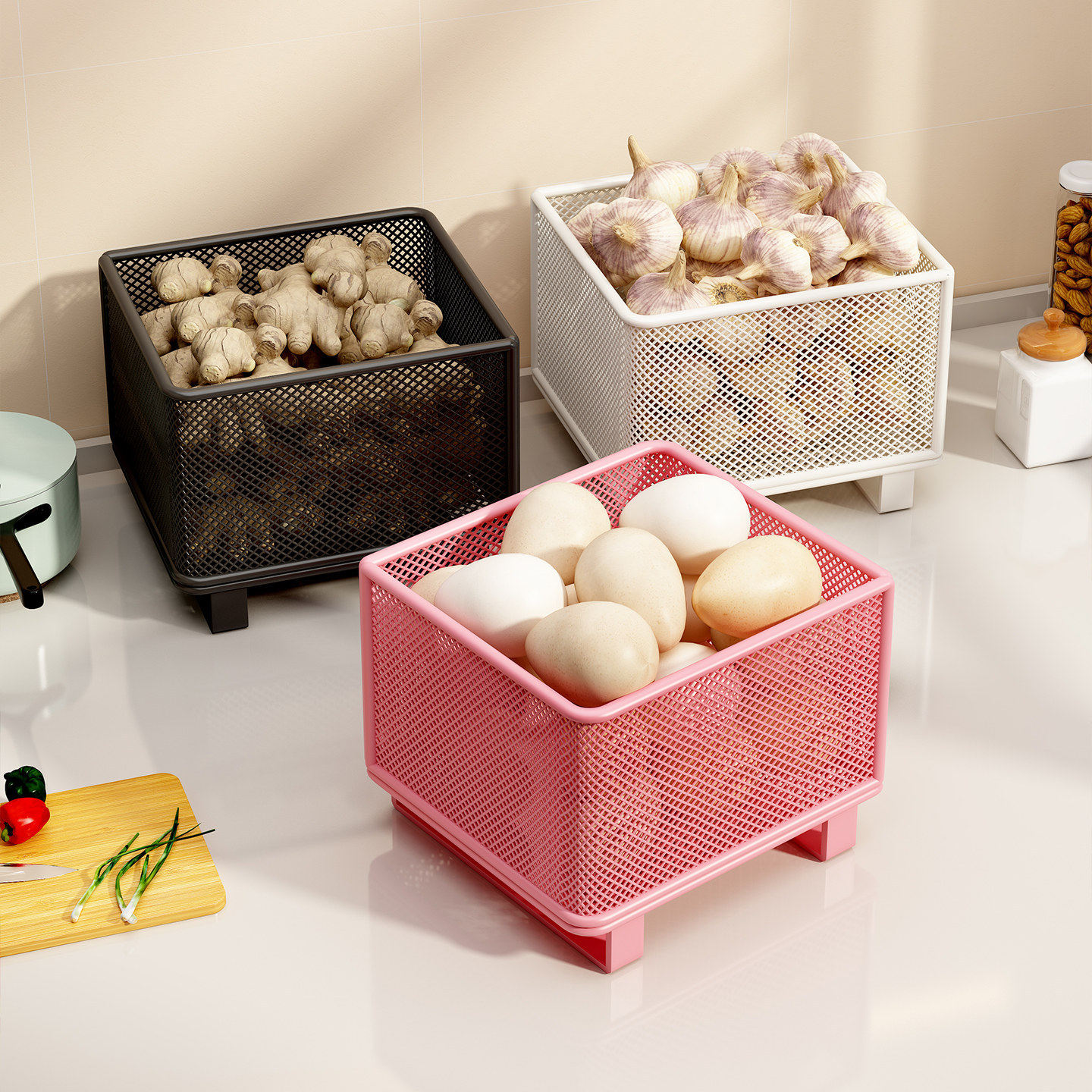 葱姜蒜收纳盒灶台上放生姜大蒜蔬菜篮鸡蛋置物架厨房桌面收纳,厨房/烹饪用具,果蔬置物架/篮/框,淘宝优惠券,粉丝福利购,淘宝优惠卷