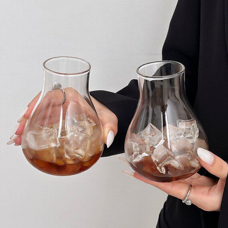 耐热高硼硅灯泡杯创意个性小众设计冰美式咖啡拿铁杯果汁奶茶杯子