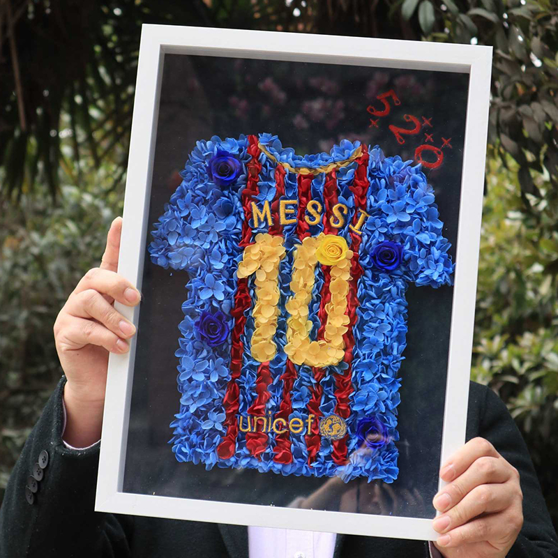 梅西球衣永生花求婚diy