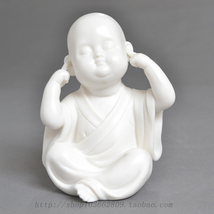 不看不听不说三不和尚小沙弥佛像小沙尼陶瓷娃娃可爱公仔装饰摆件