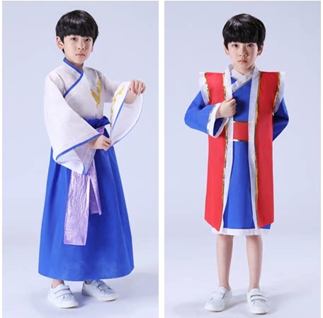 中小学生时尚秀diy材料手工自制幼儿古装男童汉服环保走秀表演服