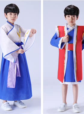 新款中小学生时尚秀DIY材料手工自制古装男童汉服环保走秀表演服