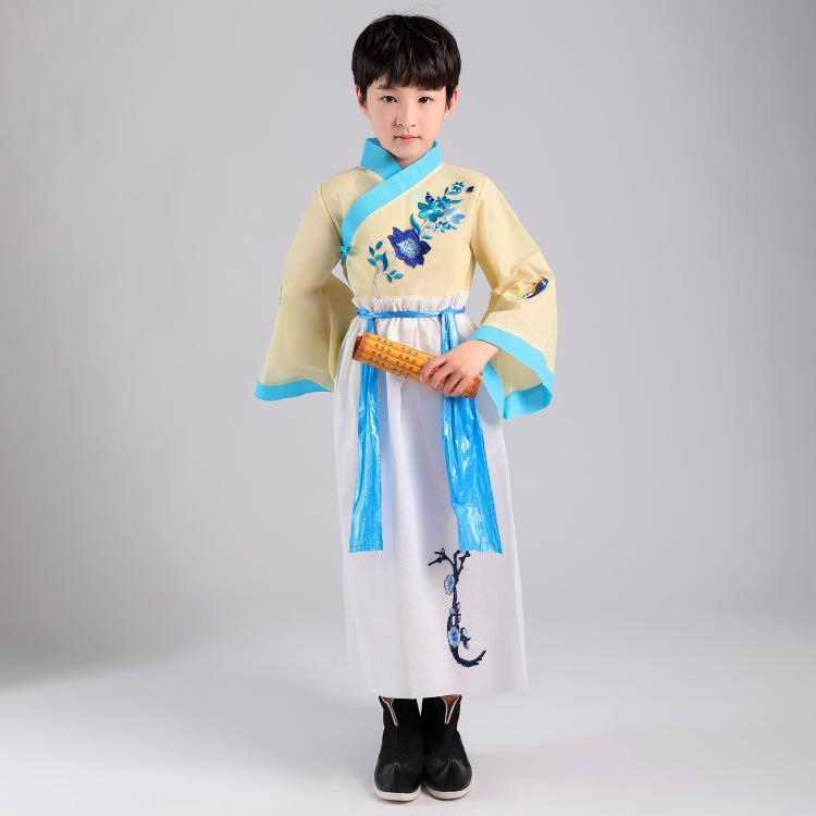 新款小学生男女童走秀亲子汉服环保古装时装秀儿童自制定制走秀服