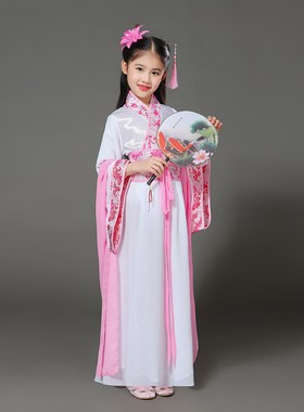 新款儿童古装仙女服公主裙子亲子汉服古筝演出服大女童古代表演服