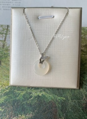 莉可Lyco 通体925纯银天然奶油白玉短款项链锁骨链新中式复古文艺
