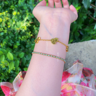 三层镀黄金仿真金实心葫芦碎冰冰手链轻奢气质送女友礼物精致龙鳞