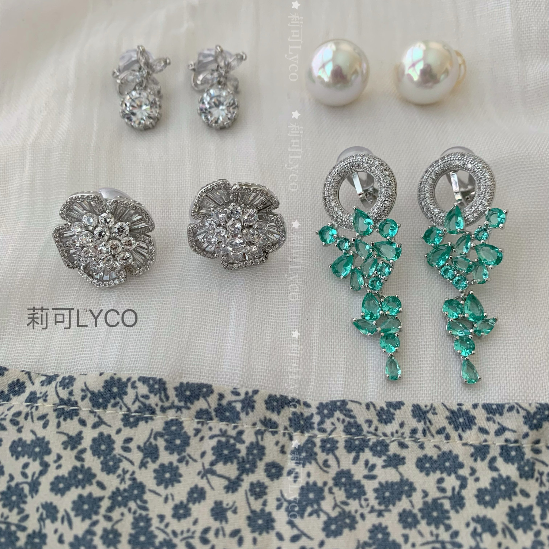 耳夹特辑 精工镀18K金甜美优雅山茶花美貌奢华耳钉婚纱礼服晚宴